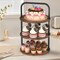 3-Tier Round Cupcake Stand with Handle, Rustic Wood and Metal Tiered Dessert Display for Parties & Events
